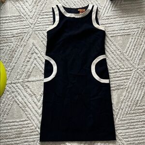 Tory Burch navy and White Sleeveless Dress